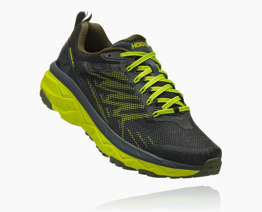 Hoka Challenger Atr 5 - Men's Trail Shoes - Black/Green - UK 927DGJYNU